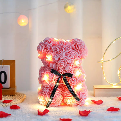 Beautiful Valentines Rose Bear with Lights for someone special