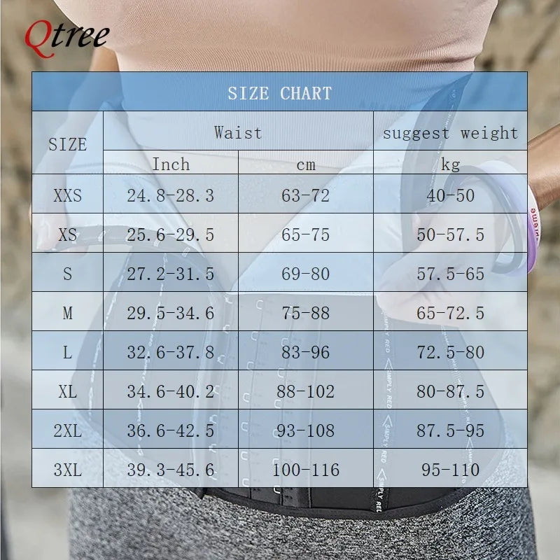 Qtree Sweat Fat Burner Waist Trainer Tummy Body Shaper Girdle Women Postpartum Slimming Hook Abdominal Sauna Corset