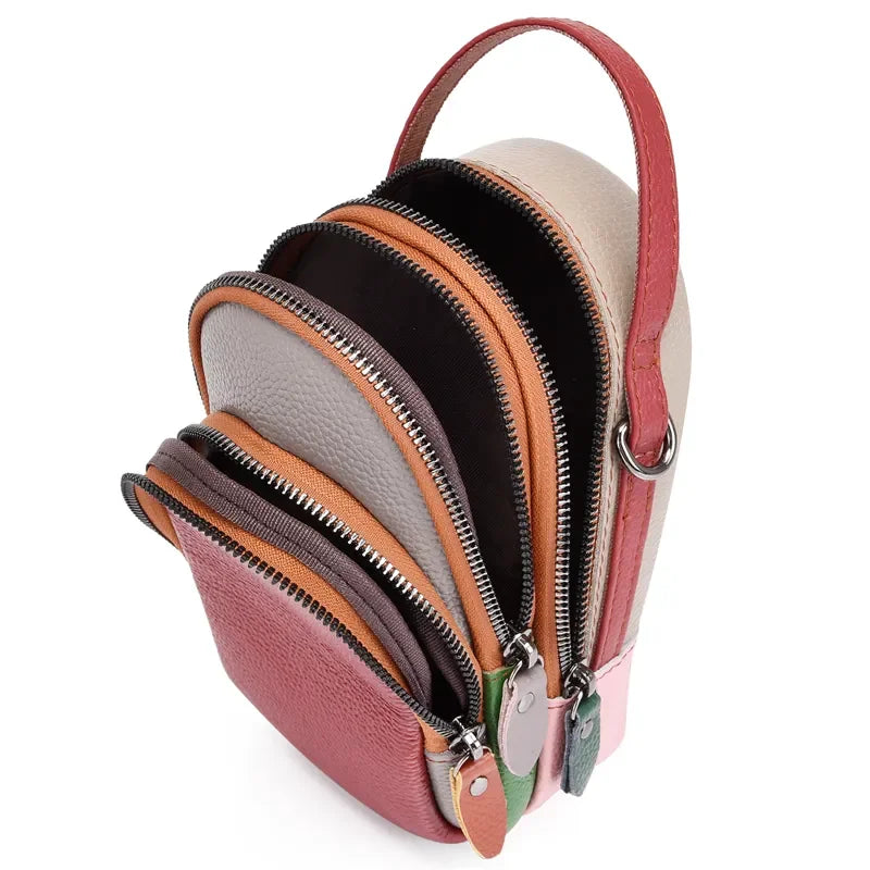 100% Genuine Leather Women Handbag Designer Mini Mobile phone bags and wallets Fashion Shoulder Bag Fashion Female Messenger Sac