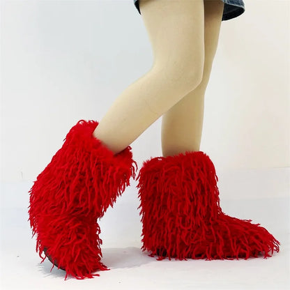 HSFur Feather Fur Snow Boot Warm Soft Plush Inside