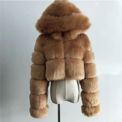 Assorted Colors High Fashion High Quality Furry Cropped Faux Fur Coats and Jackets Women