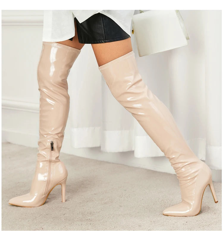 Eilyken Stiletto High Heels Over-the-Knee Boots Pointed Toe Boots