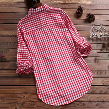 SANWOOD Plaid Cotton Blend Long Sleeves Roll Up Shirts