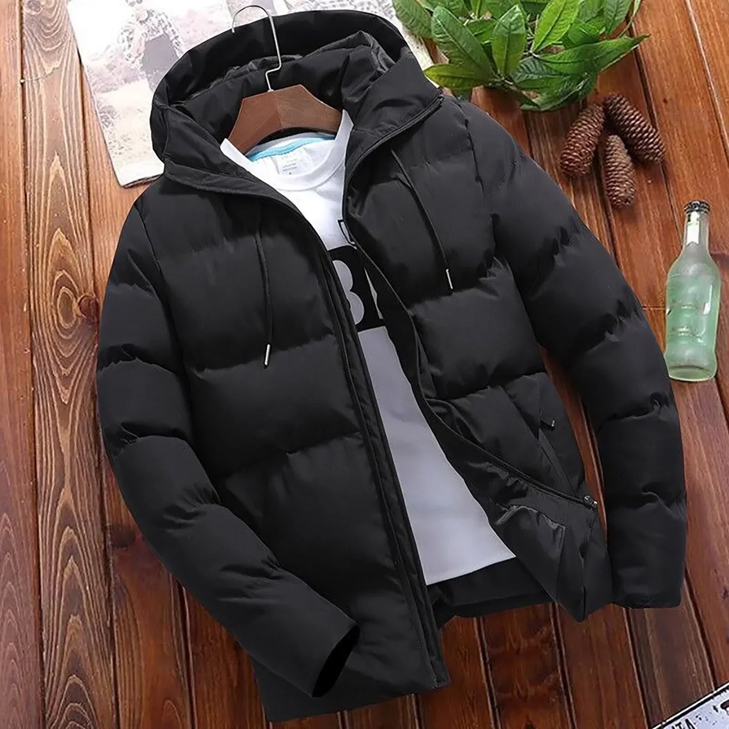 Men's Casual Puffer Jacket Warm Hooded Thick