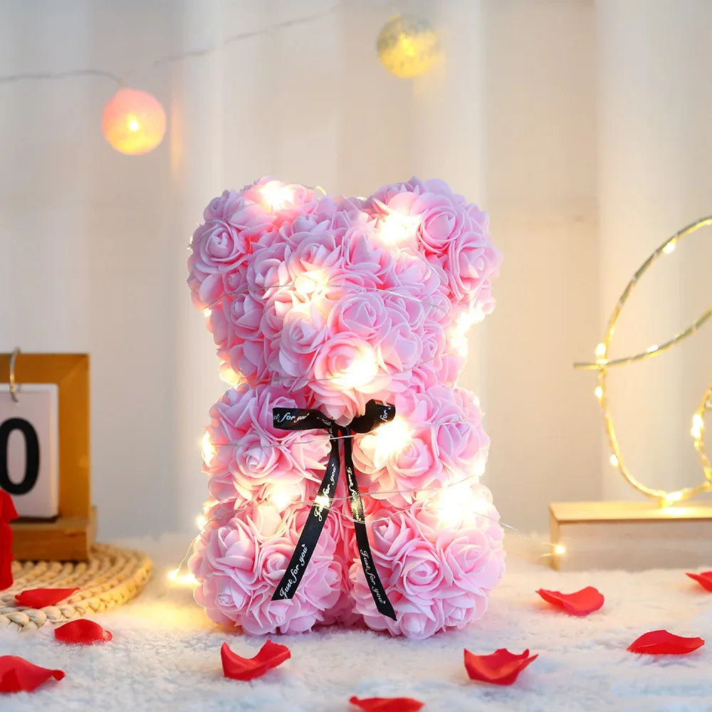 Beautiful Valentines Rose Bear with Lights for someone special