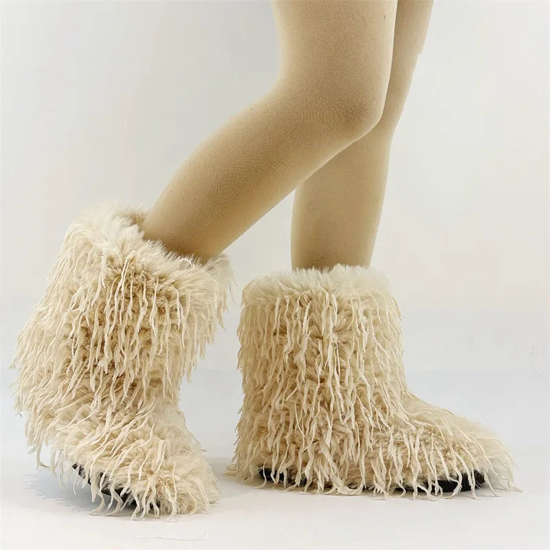 HSFur Feather Fur Snow Boot Warm Soft Plush Inside