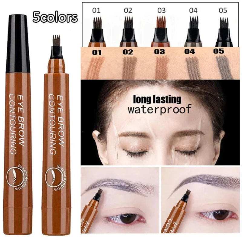 4 Point Eyebrow Pencil Waterproof Liquid Eyebrow Pen Makeup Long Lasting