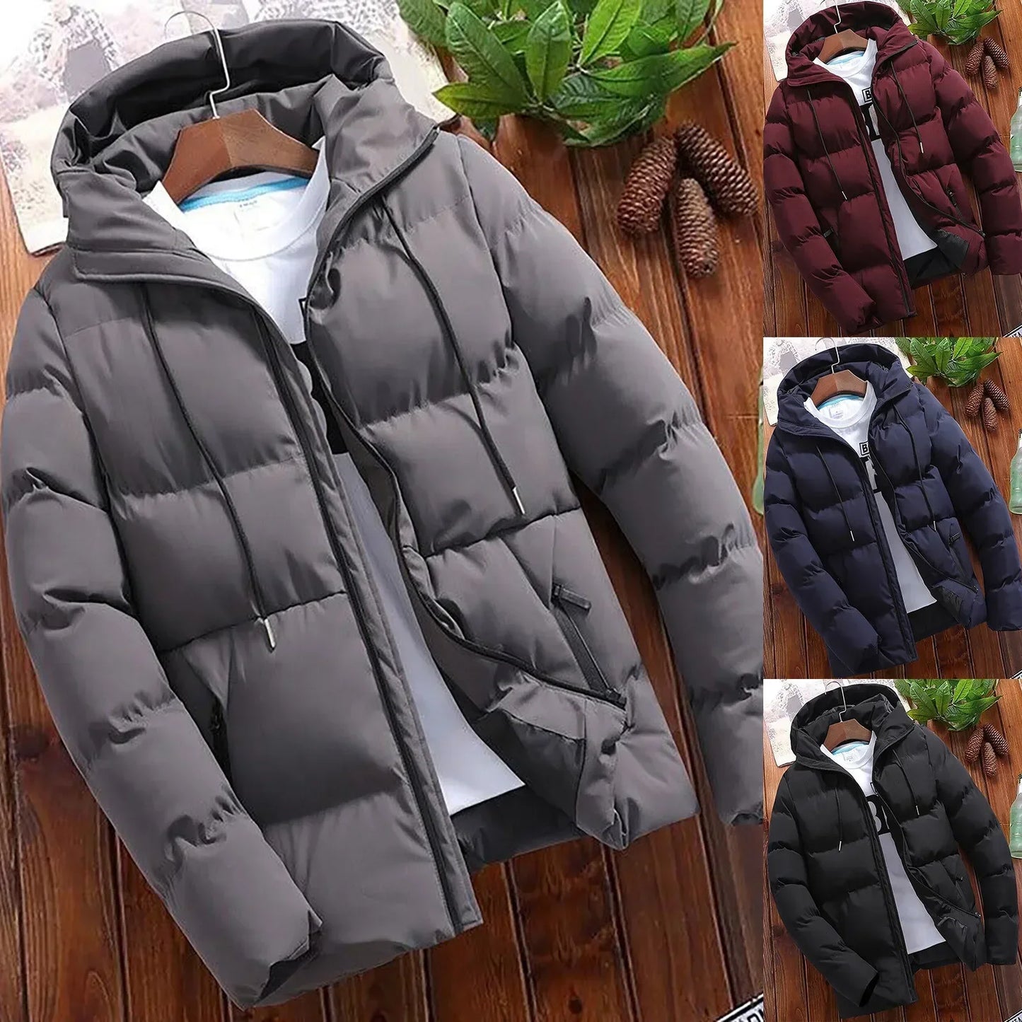 Men's Casual Puffer Jacket Warm Hooded Thick