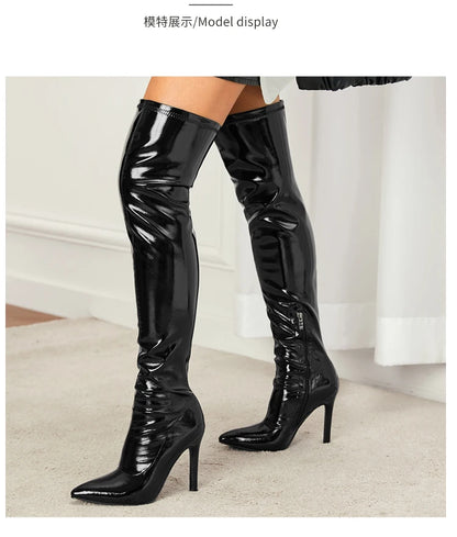 Eilyken Stiletto High Heels Over-the-Knee Boots Pointed Toe Boots