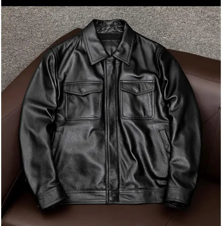 Mens Stylish Leather Jacket Casual PU washed leather, leather soft and comfortable