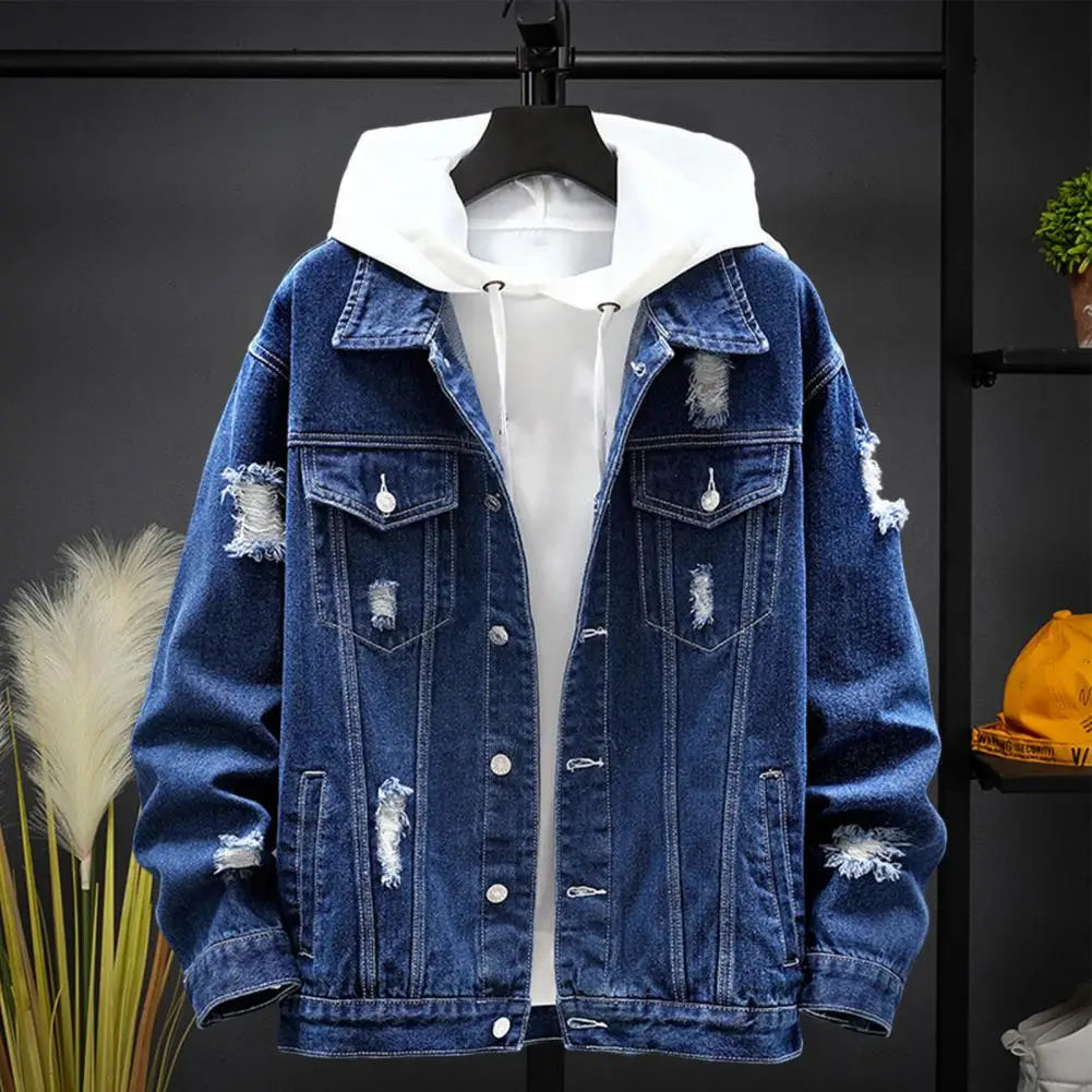 Men's Hooded Denim Blue Jean Jackets