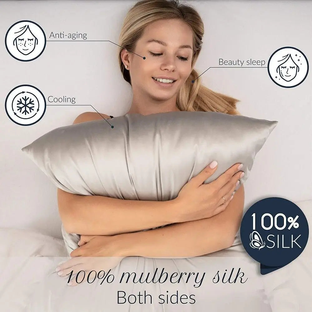 Fonatte 1PC Solid Silk Pillowcases Luxury Cover Envelope Style Hair Skin Protect Standard Queen Size Pillow Case