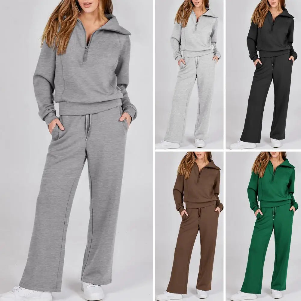 SANWOOD Oversized Loose Sweatshirt and Wide Leg Pants Matching Lounge Set