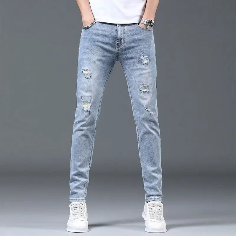 Classic Fashionable and Comfortable Streetwear Skinny Jeans Pants for Men