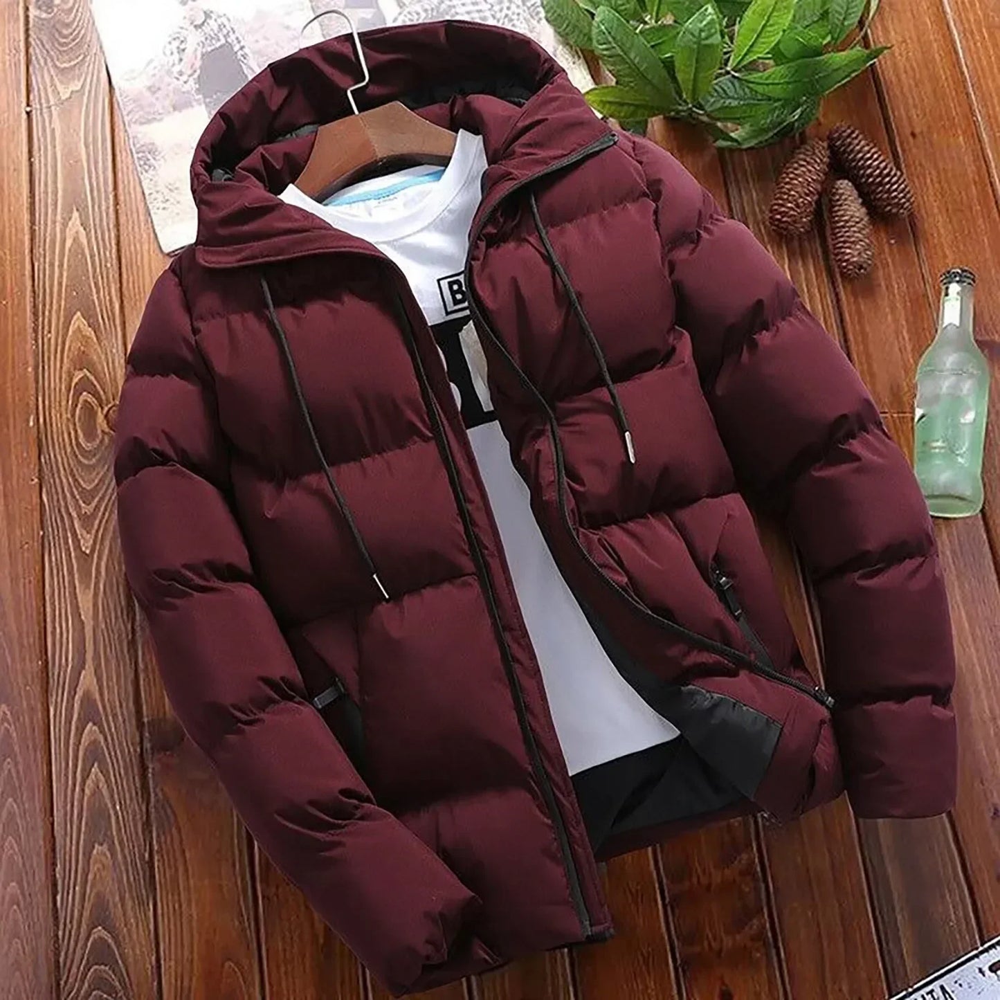 Men's Casual Puffer Jacket Warm Hooded Thick