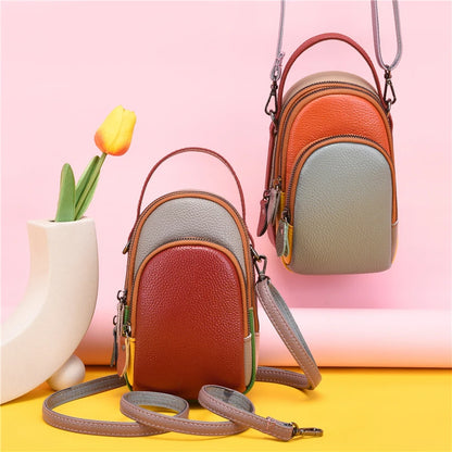 100% Genuine Leather Women Handbag Designer Mini Mobile phone bags and wallets Fashion Shoulder Bag Fashion Female Messenger Sac