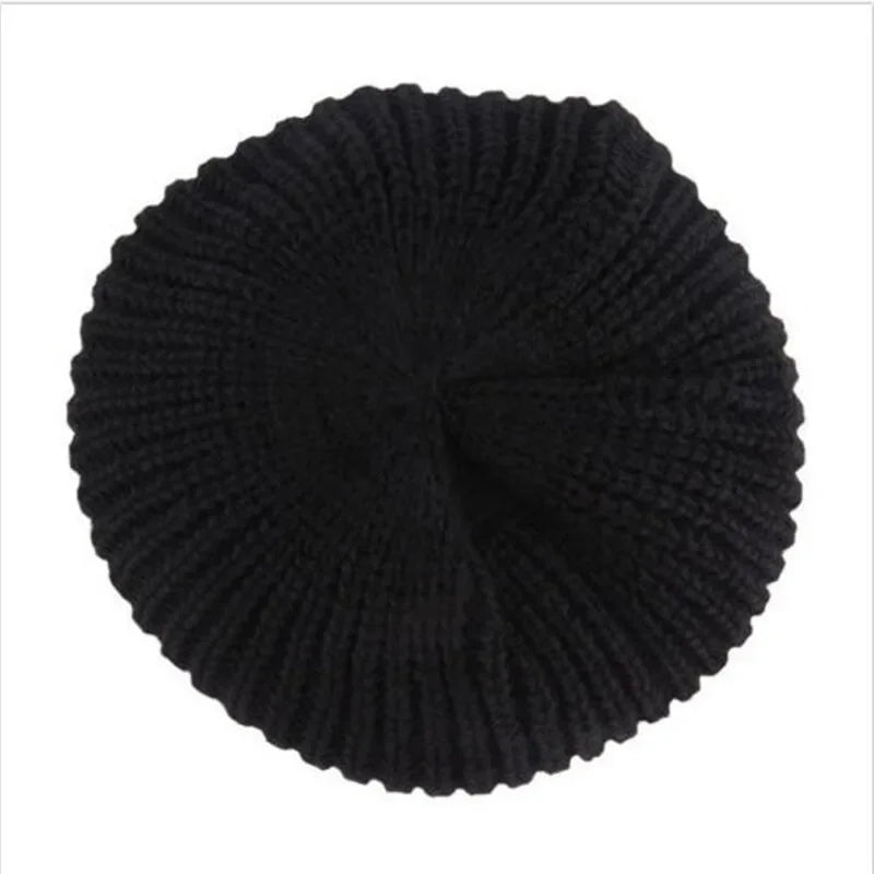 Solid Woolen Thickened Knit Beanie