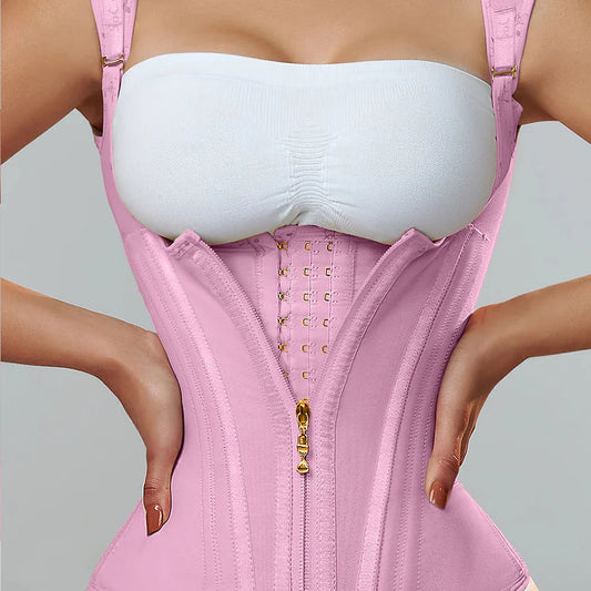 Row Buckle and Zipper Corset Waist Trainer Body Shaper For Women