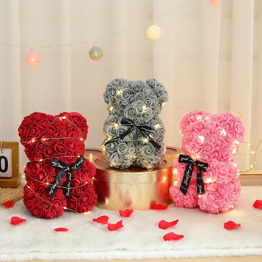 Beautiful Valentines Rose Bear with Lights for someone special