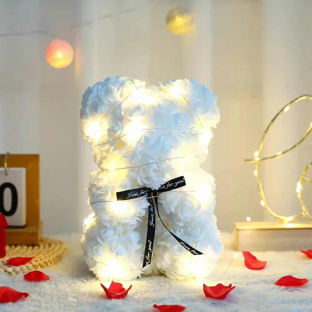 Beautiful Valentines Rose Bear with Lights for someone special