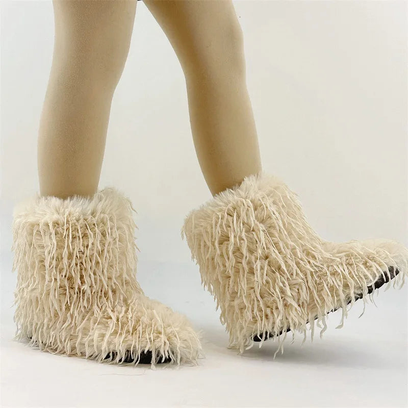 HSFur Feather Fur Snow Boot Warm Soft Plush Inside