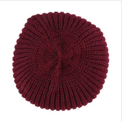 Solid Woolen Thickened Knit Beanie