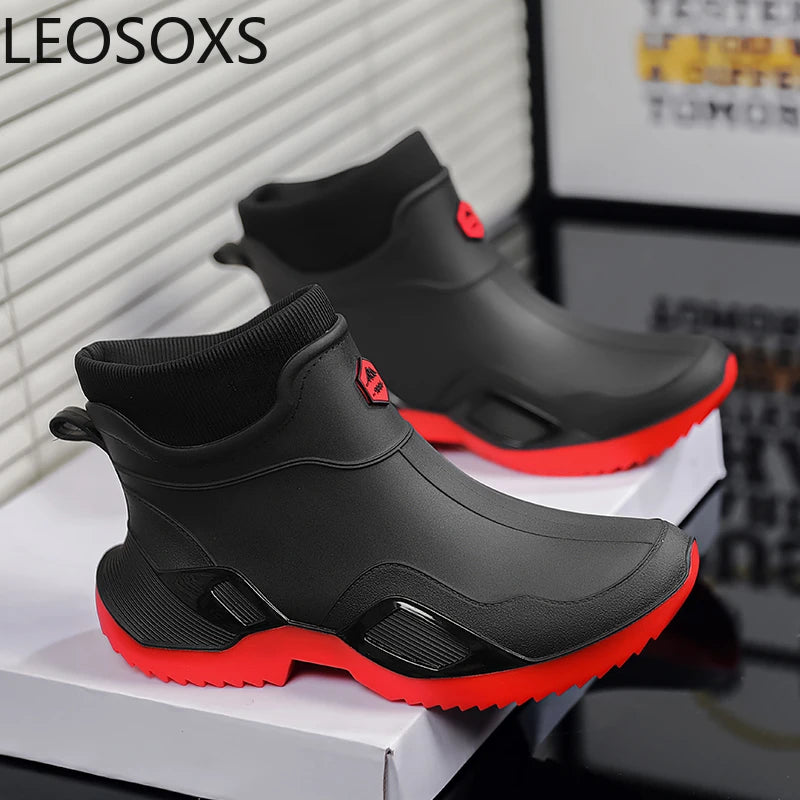 Mens Fashion Rubber Shoes Rainboots