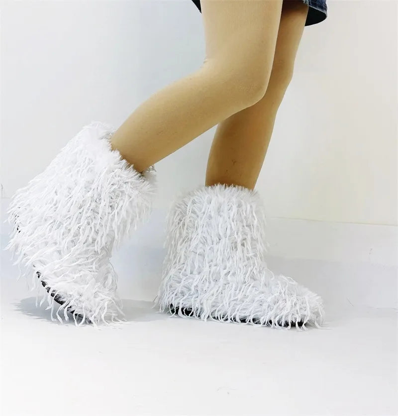 HSFur Feather Fur Snow Boot Warm Soft Plush Inside