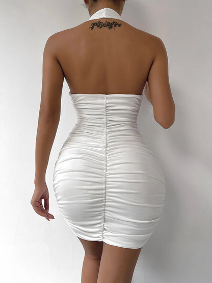 New Backless Halter Mini Dress Women