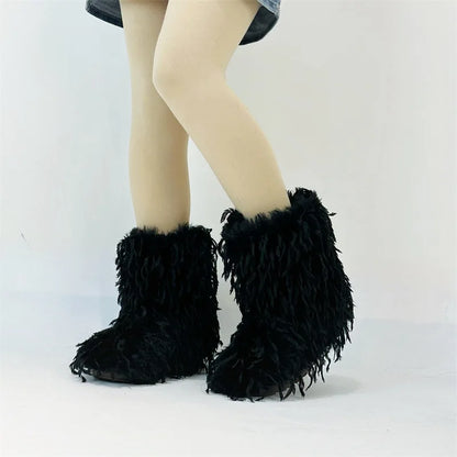 HSFur Feather Fur Snow Boot Warm Soft Plush Inside