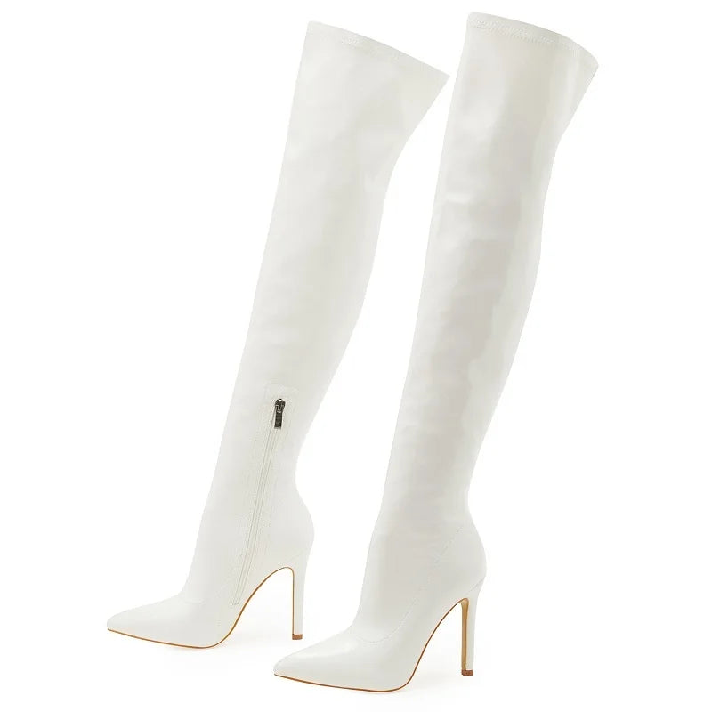 Eilyken Stiletto High Heels Over-the-Knee Boots Pointed Toe Boots