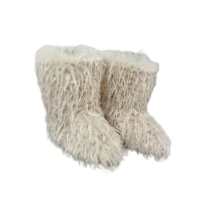 HSFur Feather Fur Snow Boot Warm Soft Plush Inside