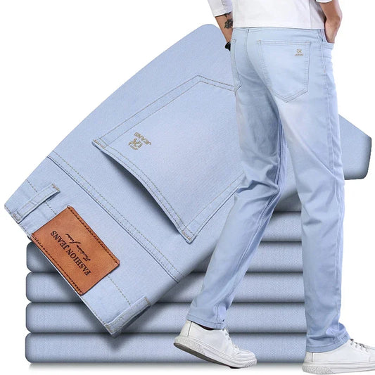 Su Lee Classic Style Casual Men's Zipper Fly Straight Leg Denim Blue Jeans