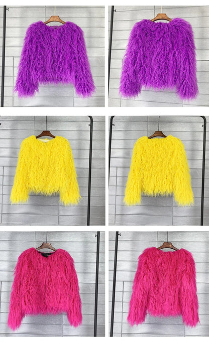 18 Colors Fun Flirty High Fashion Faux Fur Coat and Jackets