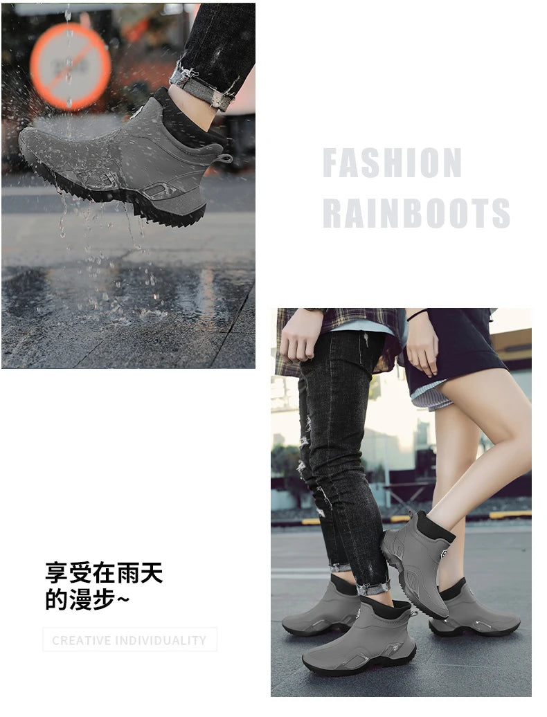 Mens Fashion Rubber Shoes Rainboots