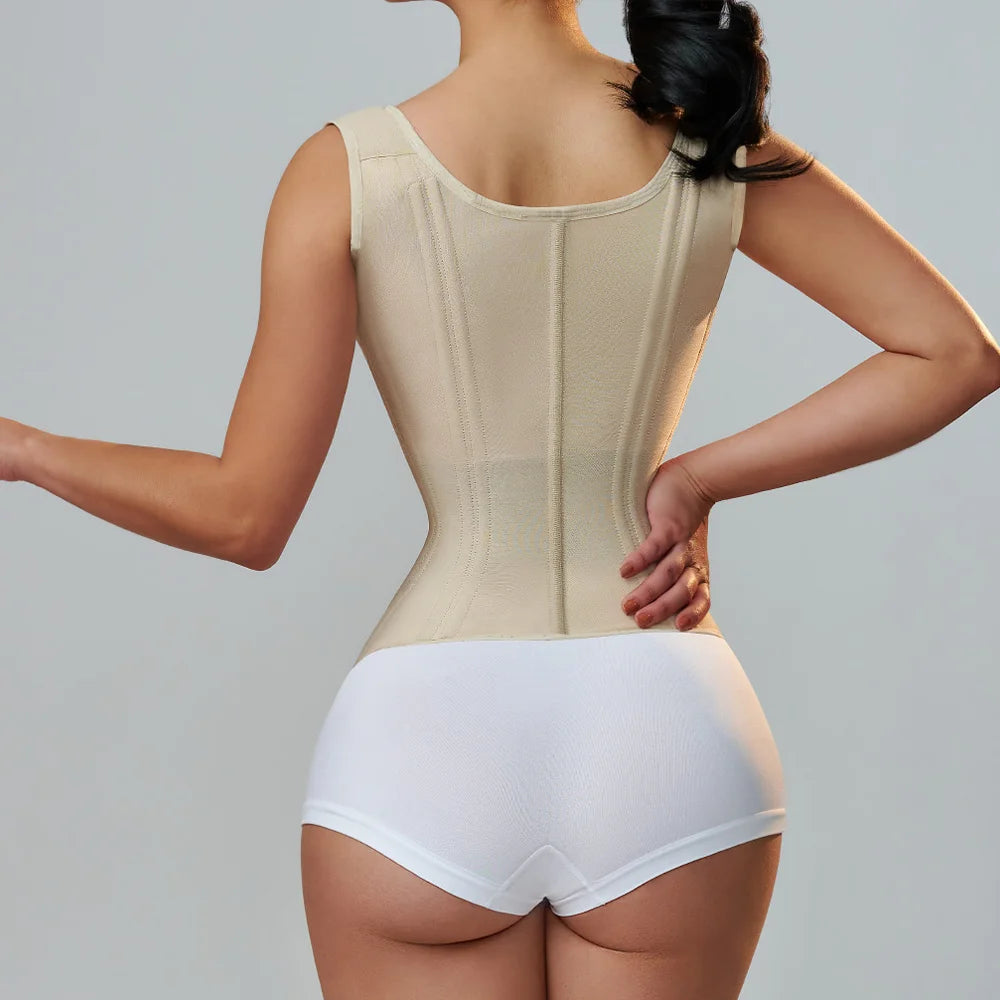 Row Buckle and Zipper Corset Waist Trainer Body Shaper For Women