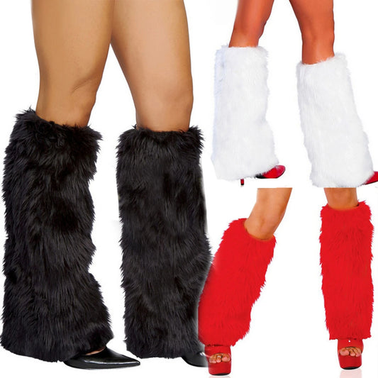 Faux Fur Leg Pure Color Soft and Comfortable Boot Sleeves Shaggy Winter Leg Warmers