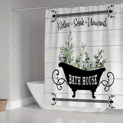 1Pc/3Pcs/4pcs Rustic Flower Plant Bath Curtain Set