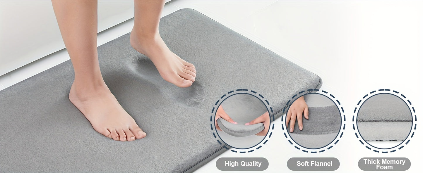 3pcs Luxurious Extended Memory Foam Bath Mats Set - Soft, Durable, Non-Slip, U-Shape Design, Cozy Toilet Lid Cover Pad, Comfortable Bathroom Decor, Perfect for Bedroom, Living Room, Kitchen Area Rugs, Suitable for All Seasons