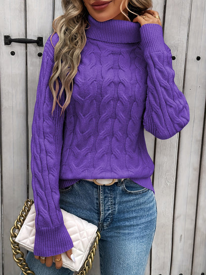 Cable Knitted Turtle Neck Knitted Sweater